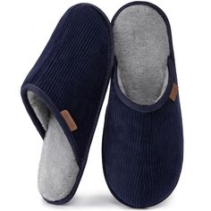 PRICES MAY VARY. SIZE TIPS: Due to the thick upper and plush lining, our slippers will make you feel a little tight when you first put them on. Please give these nice mens slippers enough time to fit your feet. If you are looking for a more comfortable wearing experience, we recommend buying one size larger COMFORTABLE MATERIALS: Featuring a durable corduroy upper and a breathable faux shearling lining which can keep your feet warm and dry, these classic house slippers for men combines leisure s Men Slippers, Winter Slippers, Neckline Designs, Kids Luggage, House Shoes, House Slippers, Mens Slippers, Walk On, Shoe Collection