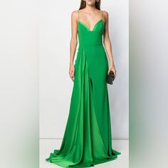 Nwt Green Gown From The Label- Perfect For Black Tie Event! Size Medium - Runs True To Size! Evening Green Maxi Dress With Sweep Train, Green Maxi Dress With Sweep Train For Evening, Summer Black Tie Wedding Guest Dress, Black Tie Wedding Guest Dress, Knit Sundress, Pink Floral Maxi Dress, Black Tie Wedding Guests, Green Gown, Black Tie Dress