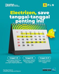 a calendar with the words electrician, save tangga - tanggan pening ink