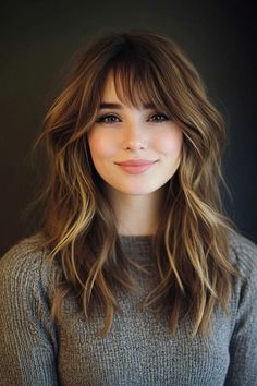 32 Crazy Good Layered Hairstyles for Thin Hair in 2024 – CreativeBooster Side Part Bangs Wavy Hair, Haircut With Side Bangs And Layers, Brown Long Hair Curtain Bangs, Frame Bangs Long, Face Framing Fringe Long Hair, Straight Bangs With Layers, Hair At 40 For Women, Low Maintenance Bangs Wavy Hair, Wispy Bangs Medium Hair Choppy Layers