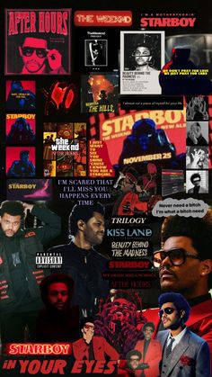 collage of various movie posters, including starboy and the black eyed man in red