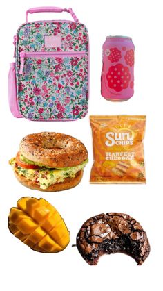 the lunch box is filled with food and has two sandwich halves, one pineapple