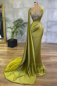 Green Sexy Prom Dresses | Cheap Long Evening Gowns Mermaid Prom Dresses Long, Crystal Mermaid, Evening Dress Long, Emerald Crystal, Cheap Evening Dresses, Beaded Prom Dress, Beautiful Prom Dresses