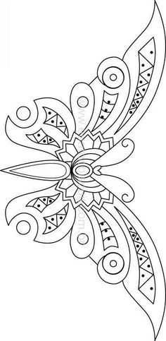 a black and white drawing of a flower with an intricate design on the top corner