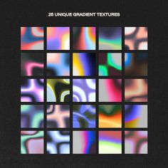 the cover art for twenty unique abstract textures by fox molott, featuring different colors