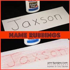 name rubbings are an easy way to teach kids how to write and draw names