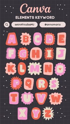 Canva Elements Keyword - Cute Valentines Alph Canva Letter Codes, Canva Decoration Element, Canva Letter Element, Valentines Alphabet, Canva Letters, Canva Alphabet, Cute Lettering