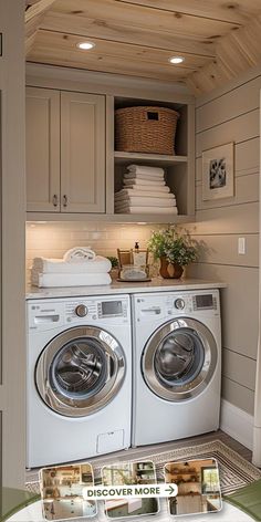 a washer and dryer in a small room