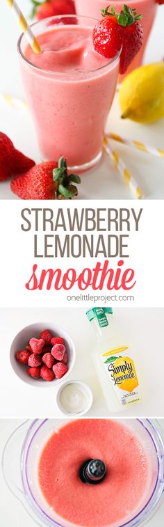 strawberry lemonade smoothie with strawberries and yogurt