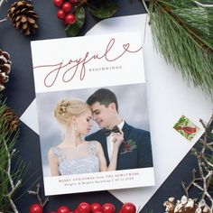 Joyful Beginnings Newlywed First Christmas Card Christmas Wedding Announcements, Newlywed Christmas Card, Marry Christmas Card, Photo Collage Christmas Card, Newlywed Card, Photo Wedding Card, First Christmas Card, Modern Holiday Photo Cards, Family Holiday Cards