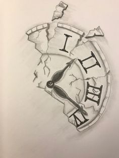 Time Watch Drawing, Cool Clock Drawing, Healing Sketches, Clock Sketch, Time Drawing Clock, Breaking Clock Tattoo, Pain Sketch, Time Art Clock