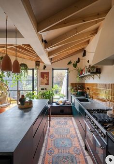 the kitchen is clean and ready to be used as a dining room or living area