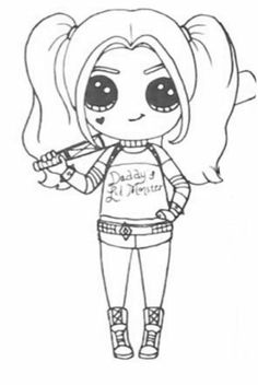 a cartoon girl with big eyes holding a baseball bat and wearing a t - shirt that says daddy is mine