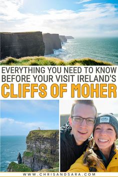 the cliffs of moher with text overlay that reads everything you need to know before your visit ireland's cliffs of moher