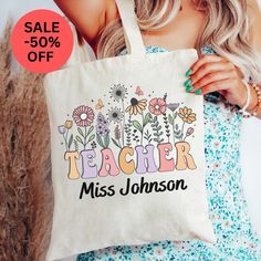 Personalized Gifted Teacher Tote Bag Teacher Totebag  Custom Gifted Teacher Tote Bag For Teacher Gifted Appreciation Teacher Gift bag   Personalized tote bags are perfect for yourself, or as a gift!  ♦ Description Dimension: 15"x16" Made from Heavy duty cotton canvas fabric UV printing for the best color quality This item allows you to personalize the printed on the pouch ♦ ORDER INSTRUCTIONS CREATE PERSONALIZED INFORMATION: ♦ ORDER INSTRUCTIONS CREATE PERSONALIZED INFORMATION: STEP 1: Please de Back To School Gift Tote Bag, Customizable Multicolor Bag For Back To School, Customizable Tote Bags For Mother's Day, Back To School Gift Bags With Large Capacity, Customizable Multicolor Back-to-school Bag, Back To School Gift Large Capacity Bag, Large Capacity Bags For Back To School Gift, Mother's Day Gift Shoulder Bag, Personalized Multicolor Bags For Everyday Use