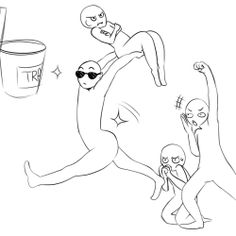 an image of people doing different things in the same line drawing style as if they are dancing