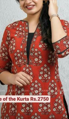 Ajrakh Kurta Designs Latest Stylish, Ladies Kurta Designs Indian, Kurti Patterns Ideas Stylists, Ladies Kurties Design, Neck Designs For Kurtis Simple Neck Designs For Kurti, Ladies Kurta Designs, Ladies Kurti Design, Plain Kurti Designs, Ladies Kurti