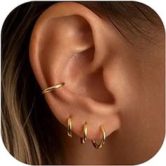 IDJEOABL Small Gold Hoop Huggie Earrings for Women 14K Gold Plated Lightweight Hypoallergenic Cartilage Earring Set for Multiple Piercings for Sensitive Ears Multiple Piercings, Trendy Fashion Accessories, Cartilage Earring, Trendy Earrings, Huggie Earrings