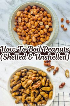 Boiled peanuts with and without shell in white bowls. Boiled Peanuts Recipe, Lentil Recipes Indian, Vegan Lentil Recipes, Instant Pot Slow Cooker, Recipe Instant Pot, Boiled Peanuts, Raw Peanuts, Vegan Snack Recipes, Lentil Dishes