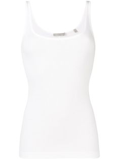 White cotton blend ribbed knit vest from Vince featuring a U neck, a sleeveless design, a slim fit and a straight hem. POSITIVELY CONSCIOUS: At least 50% of the main material of this product meets our conscious criteria. For example, it's either organic, recycled, upcycled or independently recognised as being better for the environment (such as linen, ramie, TENCEL™ etc.). | Vince Ribbed Knit Vest Slip Dress With Sneakers, Vince Clothing, Being Better, Adorable Outfits, Outerwear Vest, Vest White, Satin Slip Dress, U Neck, Work Wardrobe