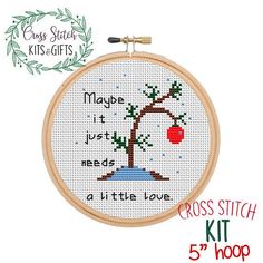 a cross stitch pattern with the words maybe it just needs a little love on it