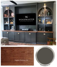 the woodmaster paint color is shown in grey and dark gray, with gold accents