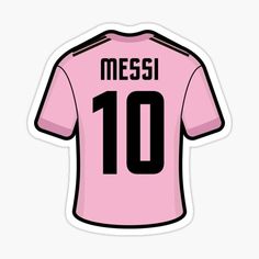 a pink soccer jersey sticker with the number 10 in black and white on it