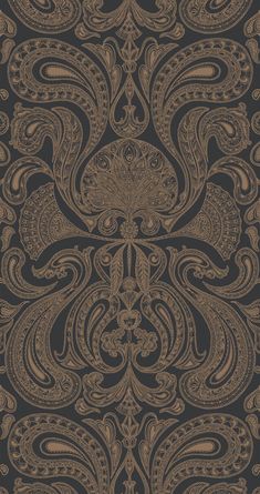 a black and gold wallpaper with an intricate design on it's back side