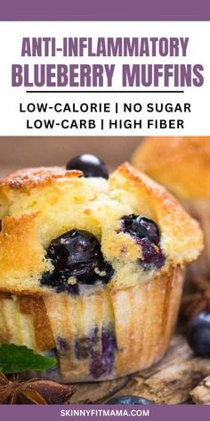 Best Anti-Inflammatory Blueberry Muffins - Skinny Fit Mama Inflammation Diet Recipes, Keto Blueberry Muffins, Keto Blueberry, Anti Inflammation Recipes, Inflammation Diet, Vegan Muffins, Muffin Recipes Blueberry, Fit Mama