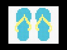 two blue and yellow dots are in the shape of a pair of flip flops