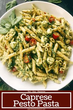 the cover of caprese pesto pasta