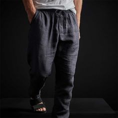 Men's Linen Pants Trousers Summer Pants Beach Pants Drawstring Elastic Waist Straight Leg Plain Comfort Outdoor Casual Daily Linen / Cotton Blend Basic Streetwear Black Brown Leisure Linen Bottoms With Pockets, Linen Leisure Bottoms With Pockets, Linen Bottoms With Pockets For Leisure, Linen Beach Pants, Basic Streetwear, Mens Linen Pants, Pants Linen, Mens Linen, Summer Pants