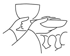 a line drawing of a person holding a wine glass with the word god above it