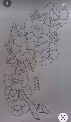 Flower Pattern Drawing, Fabric Painting Techniques, Fabric Painting On Clothes, Ornamental Tattoo, Fabric Paint Designs, Flower Drawing Design, Hand Embroidery Patterns Flowers, Pola Kristik, Border Embroidery Designs