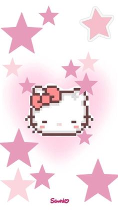 an image of hello kitty with stars in the background