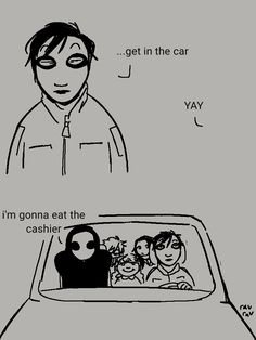 an image of a car with the caption get in the car yay i'm going eat the cashier