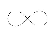 an infinite symbol is shown in black and white