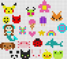 a cross stitch pattern with cats and kittens in different colors, sizes and shapes