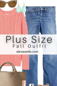 Plus Size Coral Sweater Fall Outfit - A plus size casual outfit with a coral sweater, bootcut jeans, and taupe ankle booties. A bright look for fall. Alexa Webb Business Casual Fall, Coral Sweater, Black Leggings Outfit, Loungewear Fashion, Chelsea Girls, Fashion 101