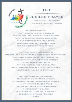 the jubilee prayer is shown in blue and white