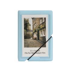 a blue photo frame with a black pen in it's center and the words first for manhattan film