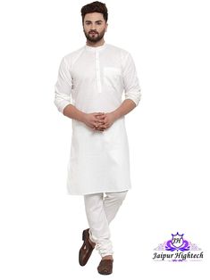 We bring to you this elegant design wedding party wear kurta summer outfit for men. This is Indian handmade cotton fabric men's wear exquisite kurta. This plus size designer kurta tunic has stylish mandarin collar neckline and graceful sleeve. This beautiful long shirt is made of cotton fabric so it will be comfortable and stylish. Increase your wardrobe collection as you wear this versatile kurta from the house of Jaipur Hightech.  Give yourself a best ethnic look by wearing this traditional ku Traditional Kurta, Kurta Pajama For Men, Pajama For Men, Party Wear Kurta, Kurta Cotton, Designer Kurta, Kurta Men, Indian Kurta, White Kurta