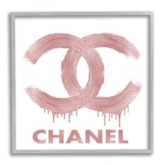 the chanel logo is shown in pink and white with dripping paint drips on it