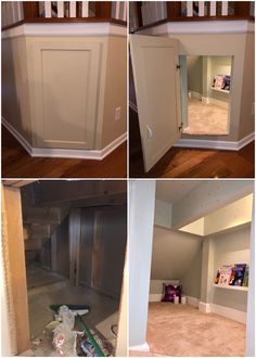 three pictures of the inside of a house being remodeled