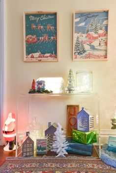 a christmas tree and other decorations on a table