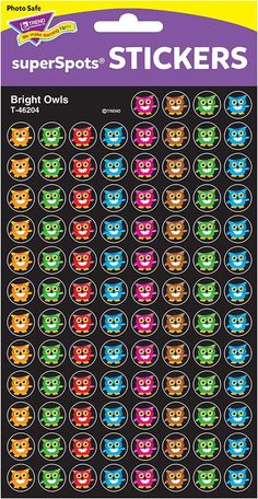 the stickers are colorful and have different colored cats on them, as well as black background