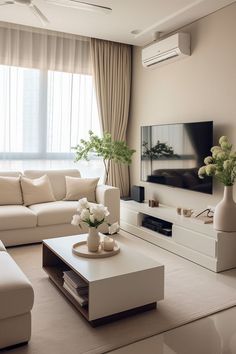 #homedecor, #interiordesign, #homedesign, #decor inspiration White Interior Design Small Apartment, Deco Living Room Minimalist, Small Living Room Ideas Apartment Cream And White, Table For Tv Living Room, Simplistic Home Decor Living Room, Beige Living Room Apartment, Simple Decor Living Room, Beige Minimalist Living Room, Vanilla Girl Living Room