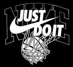 the nike just do it logo on a black background