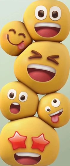 the emoticons are stacked on top of each other with their mouths wide open