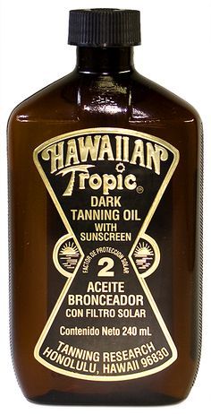 a bottle of hawaiian tropic tanning oil